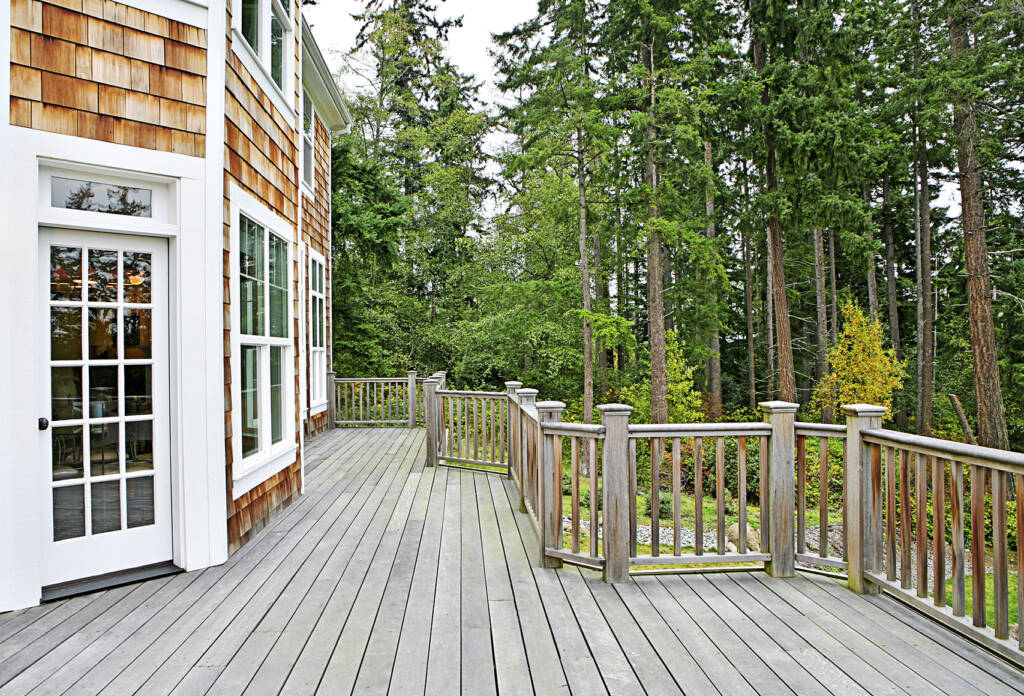 a wooden deck